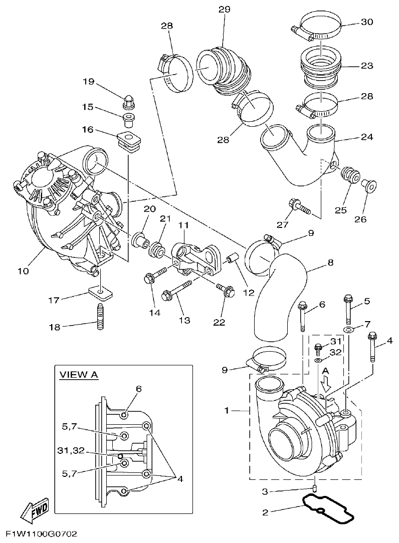 Yamaha FX1800A-H(6S51)F1W7 INTAKE 2 parts diagram